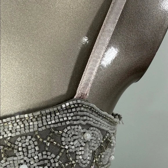 Vintage Cache Beaded Embellished Spaghetti Strap Tank with Navy Skirt - Picture 4 of 10